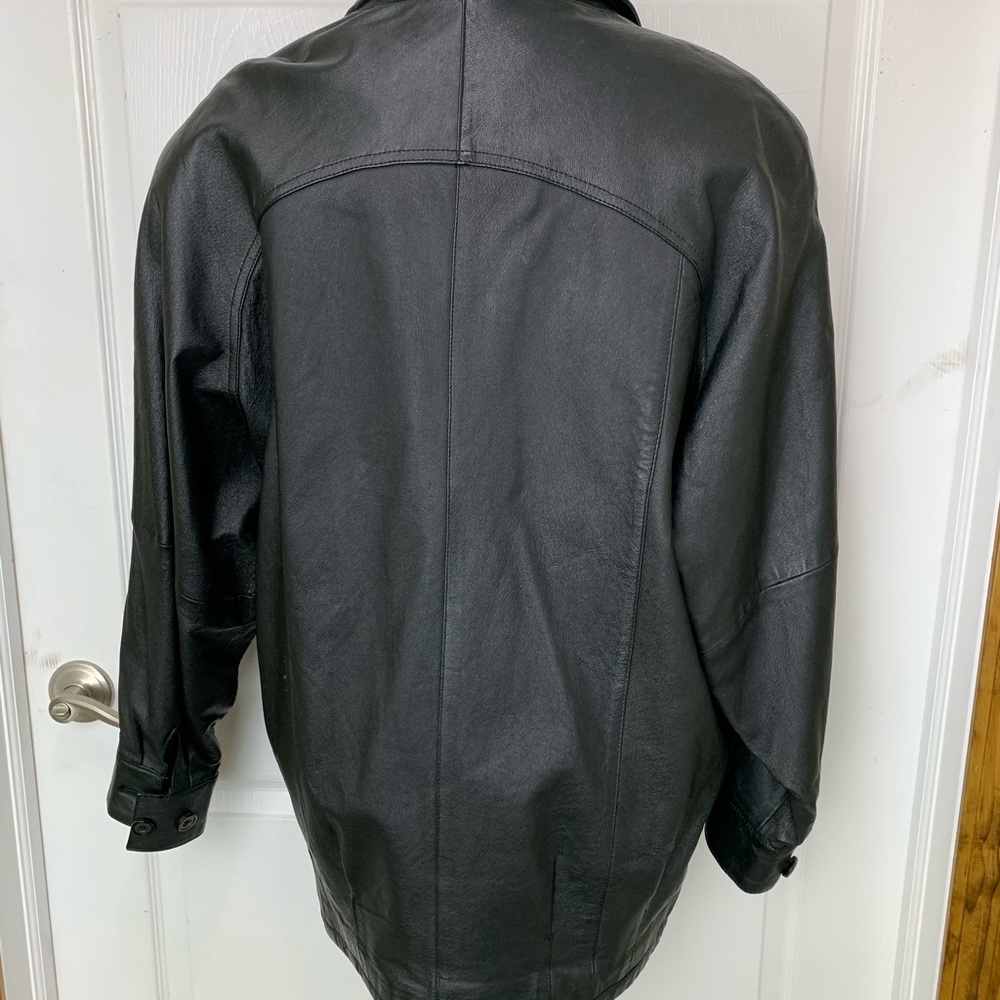 Jacqueline Ferrar Medium Black Leather Jacket Coat - image 5